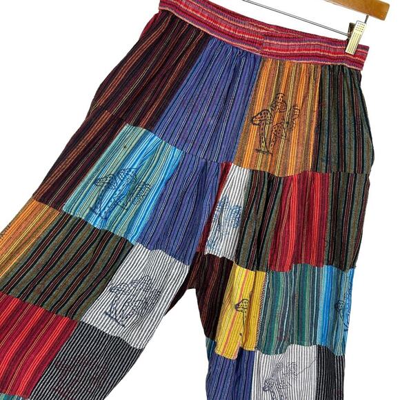 Rising International Mushroom Printed Patchwork Harem Lounge Pants L - Picture 3 of 4